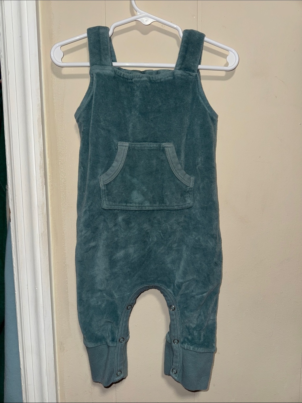 kate quinn Teal Plush Overalls with Front Pocket